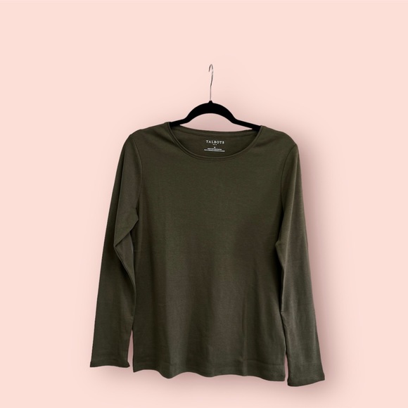 Talbots Tops - TALBOTS Cotton Long Sleeve Tee/ Olive Night